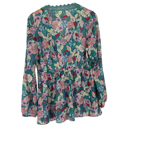 MATILDA JANE Camp MJC Kookaburra Top tunic womens size large floral Swiss dot - Picture 4 of 5